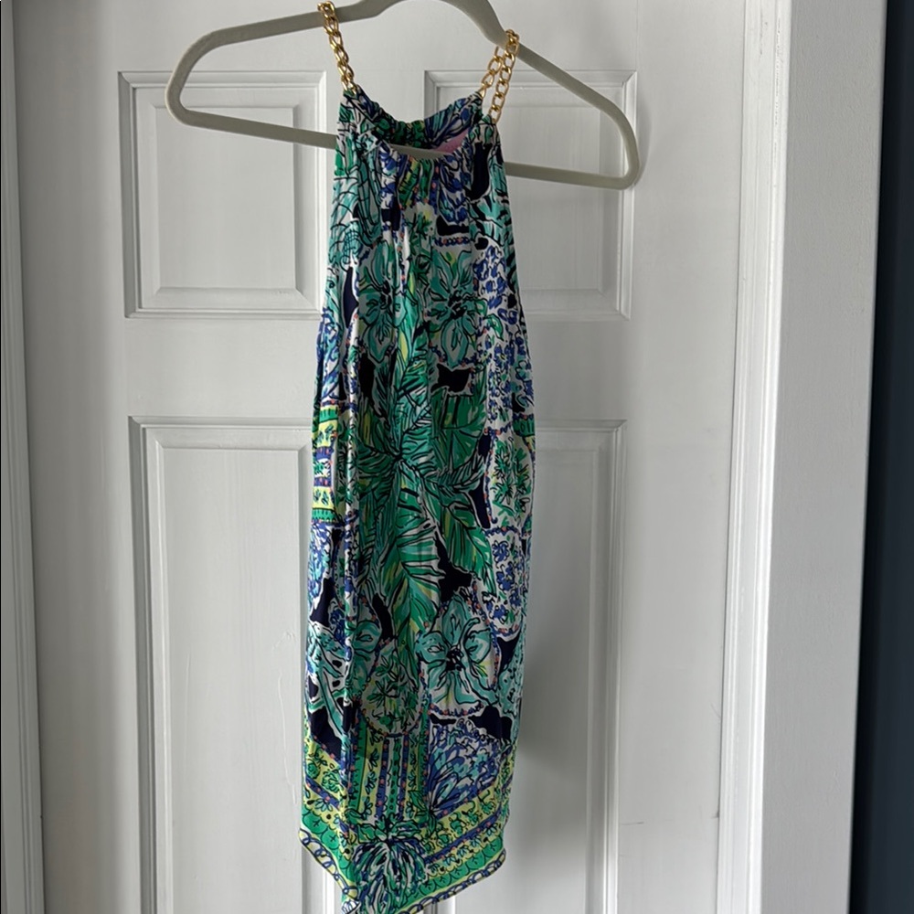 Lilly Pulitzer tropical Print Halter top tunic with Chain Straps